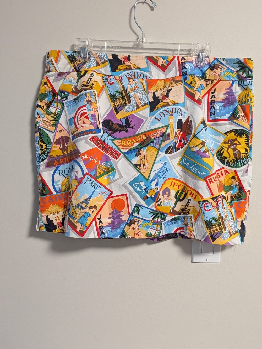 Loudmouth Multi Coloured retro pin up sexy plus size mini skirt Skort  size 14​​